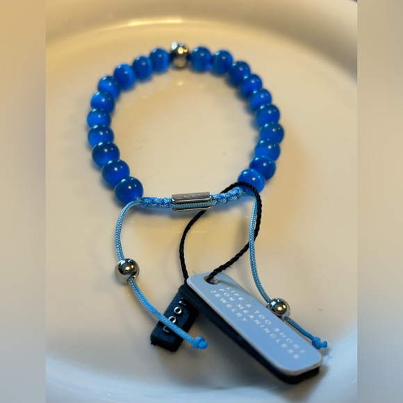 ๐๐ NOGU Aquamarine Cheshire Glass Bead Bracelet ๐๐ - Picture 1 of 6
